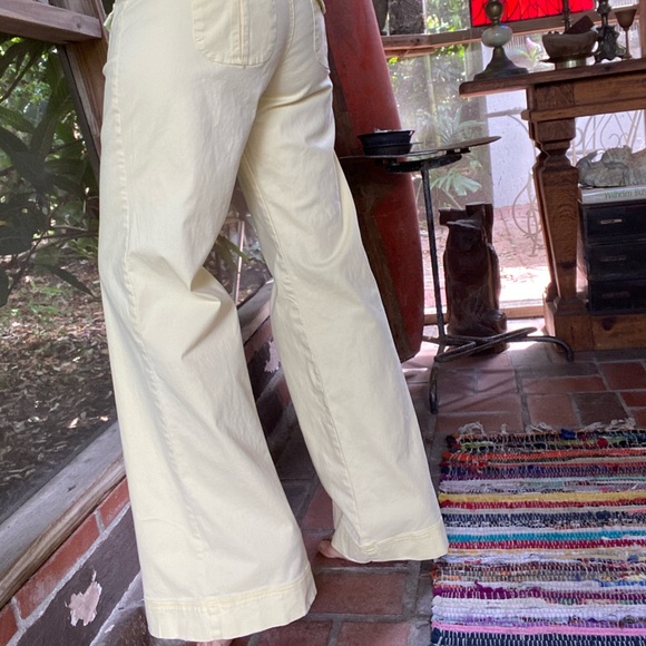 Nori vintage light yellow wide leg low rise cotton pants. Size 5 - Picture 6 of 10